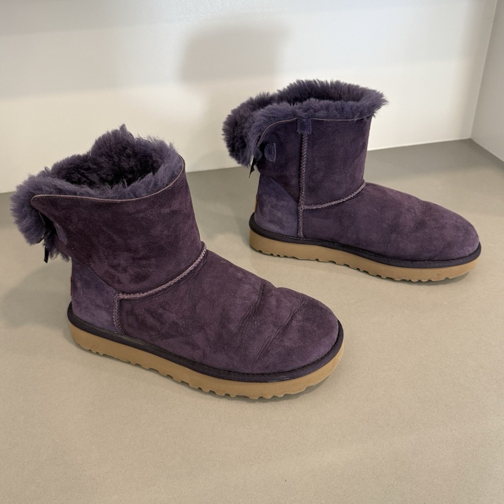 UGG Mini Bailey Bow Boots Womens 7 Purple Y2K Suede